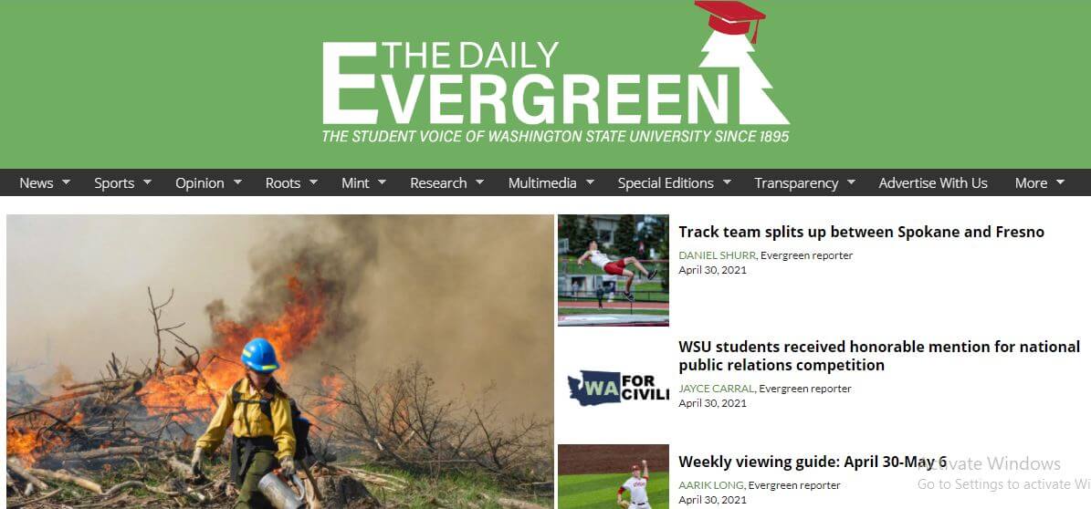 Washington newspapers 42 Daily Evergreen website