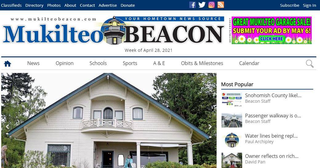 Washington newspapers 58 Mukilteo Beacon website