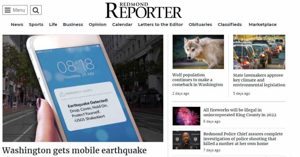 Washington newspapers 59 Redmond Reporter website