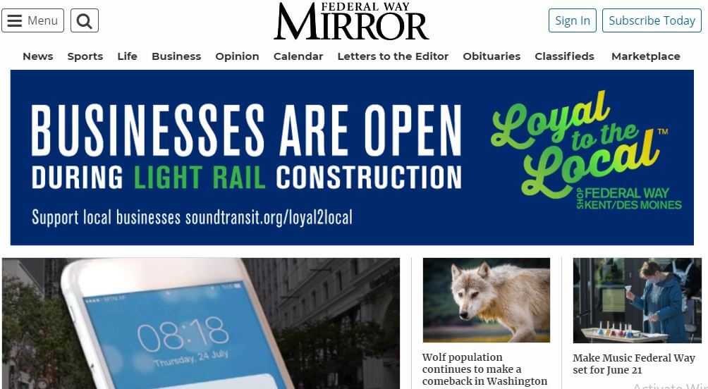 Washington newspapers 70 Federal Way Mirror website