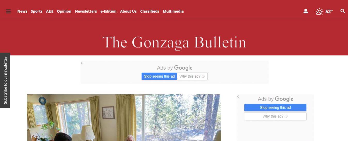 Washington newspapers 75 Gonzaga Bulletin website