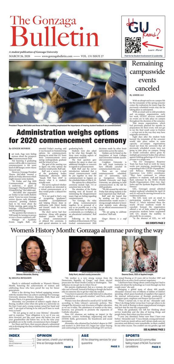 Washington newspapers 75 Gonzaga Bulletin