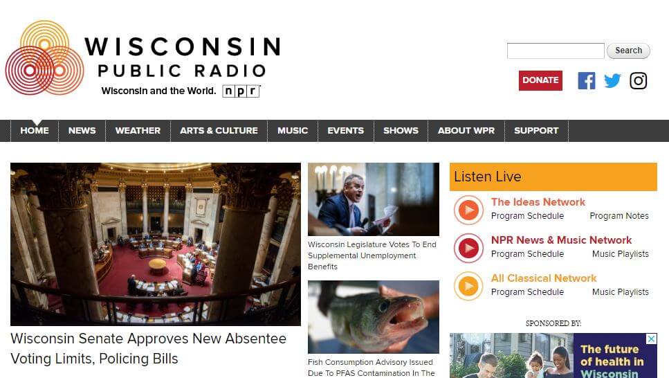 Wisconsin newspapers 10 Wisconsin Public Radio website