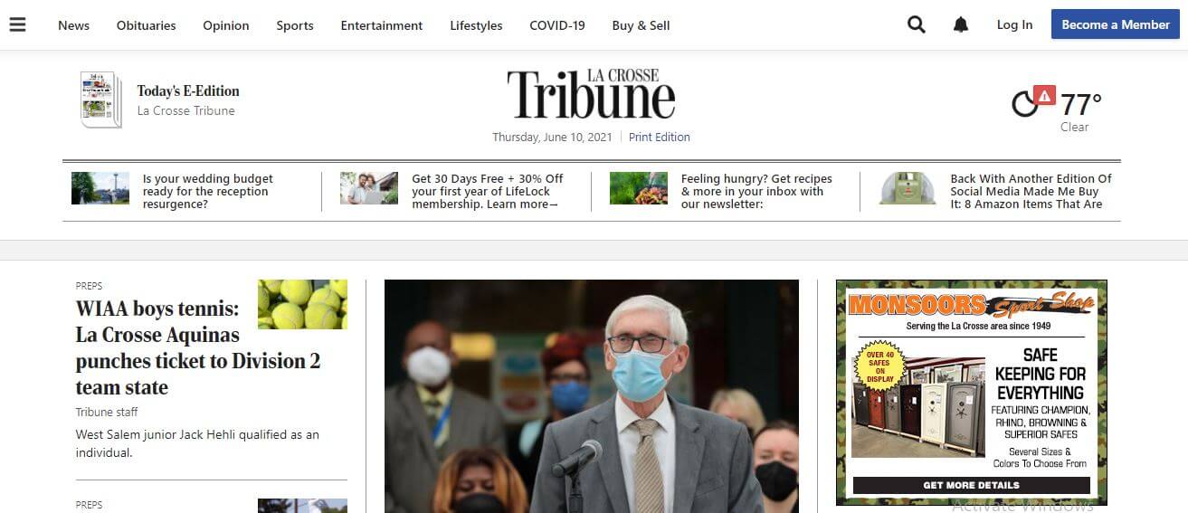 Wisconsin newspapers 18 La Crosse Tribune website