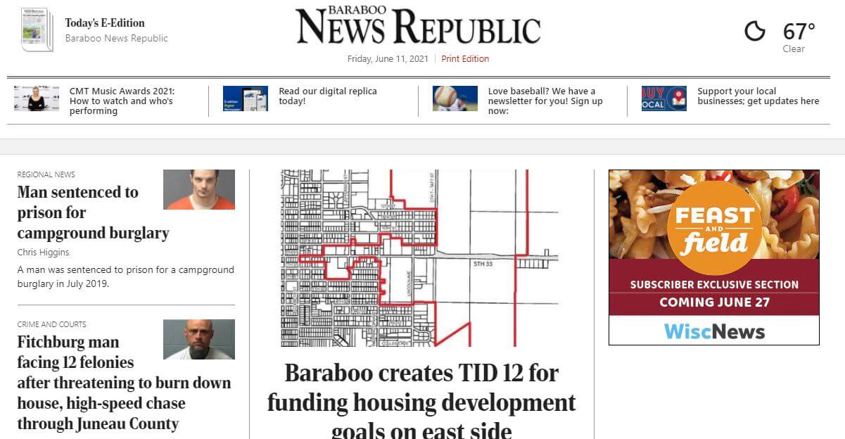 Wisconsin newspapers 26 Baraboo News Republic website
