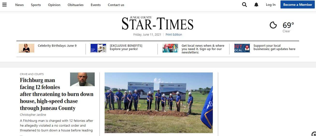 Wisconsin newspapers 28 Juneau County Star Times website