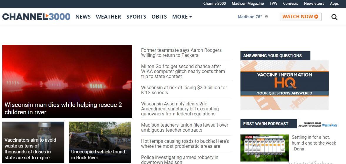 Wisconsin newspapers 3 Channel 3000 website