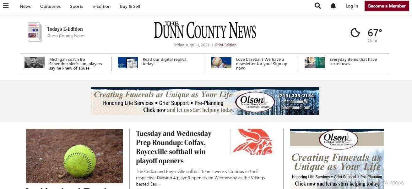 Wisconsin newspapers 35 Dunn County News website