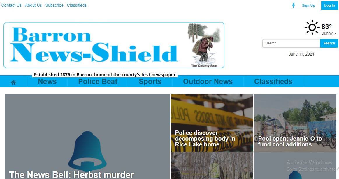 Wisconsin newspapers 59 Barron News Shield website