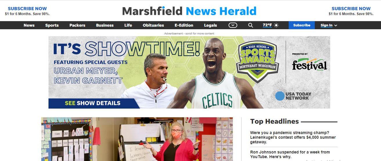 Wisconsin newspapers 61 Marshfield News Herald website