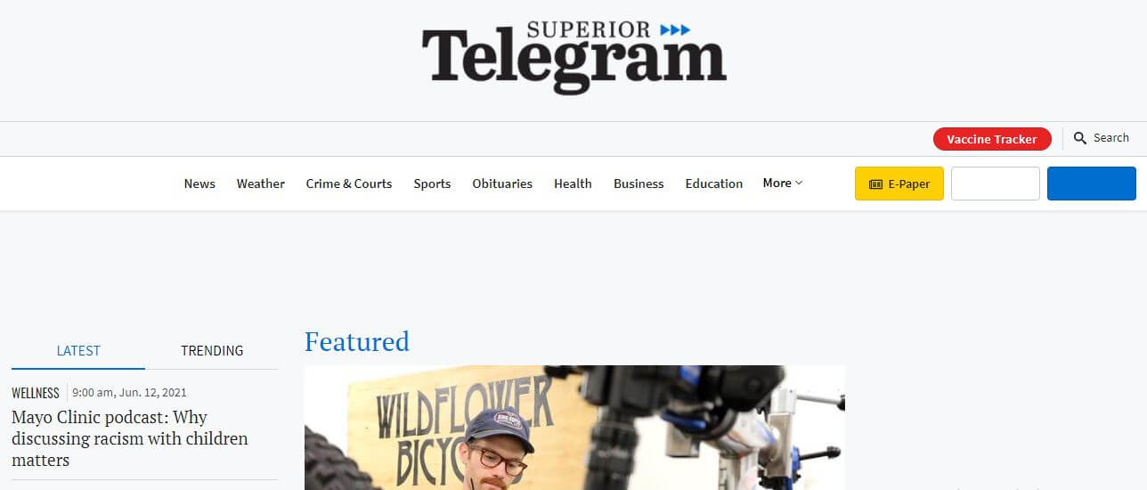Wisconsin newspapers 63 Superior Telegram website