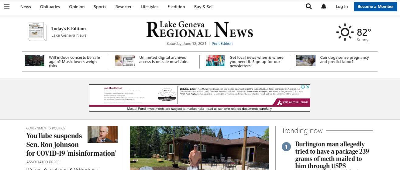 Wisconsin newspapers 64 Lake Geneva Regional News website