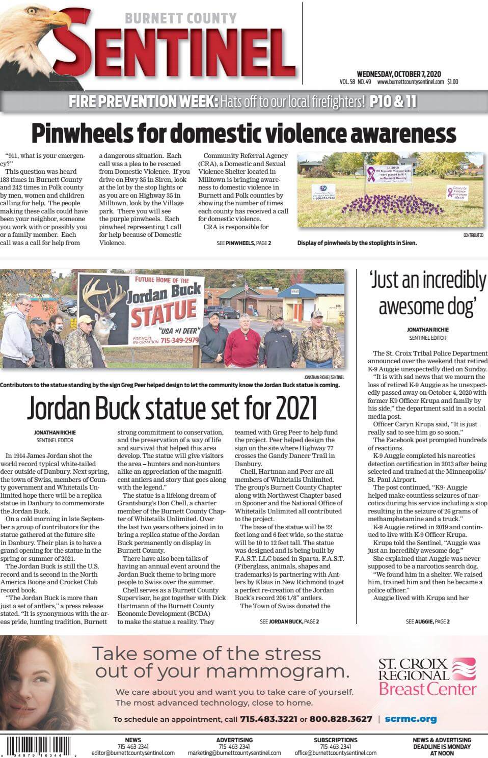 Wisconsin newspapers 68 Burnett County Sentinel