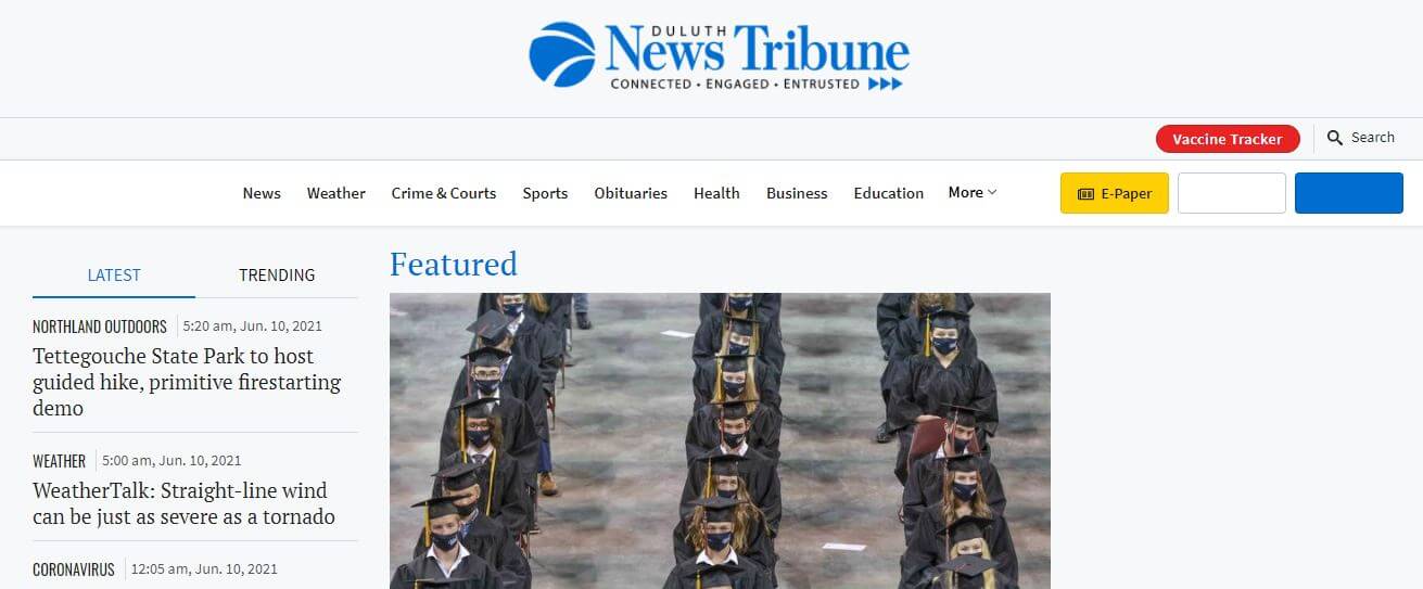 Wisconsin newspapers 9 Duluth News Tribune website