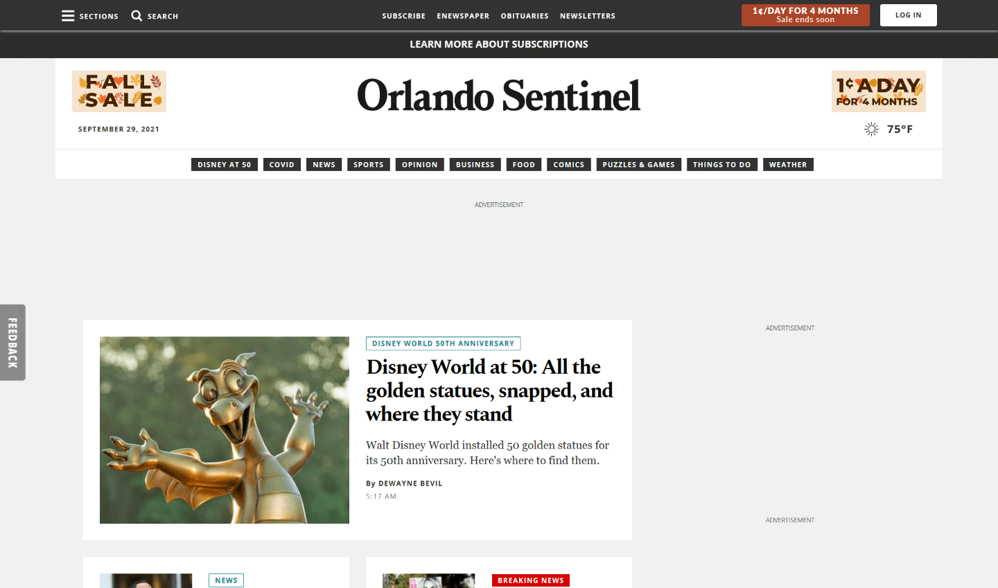Florida Newspapers 06 Orlando Sentinel website