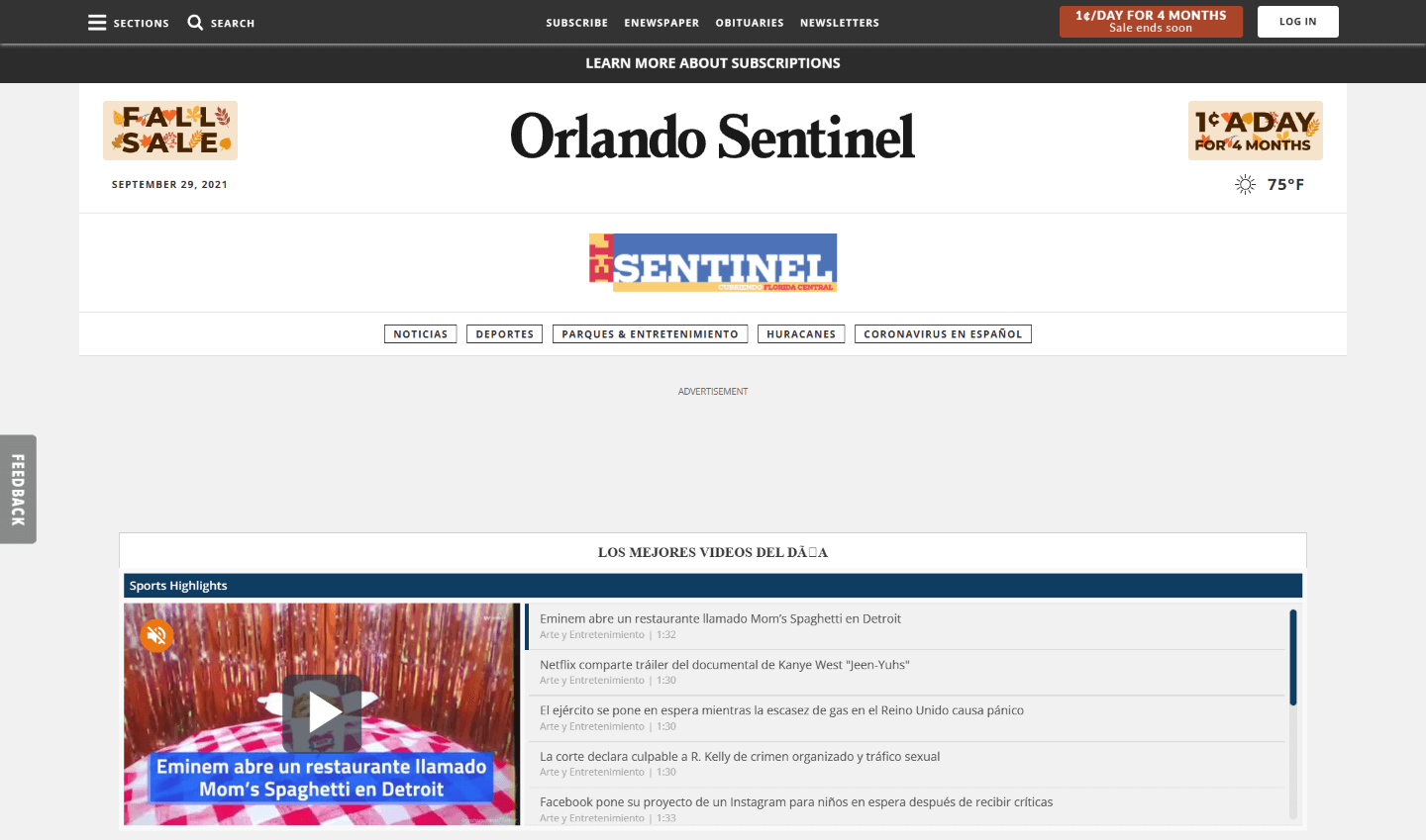 Florida Newspapers 07 El Sentinel website