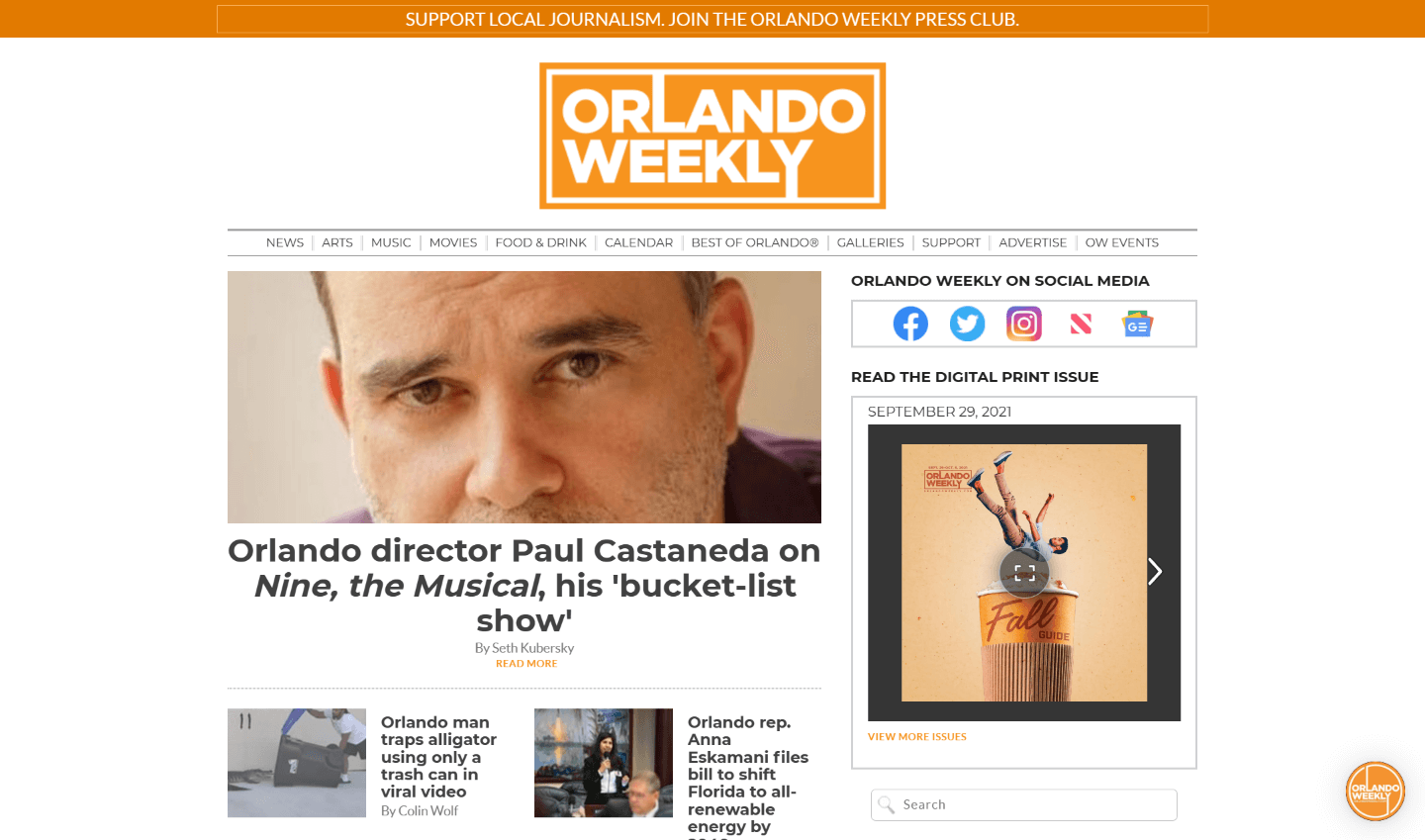 Florida Newspapers 13 Orlando Weekly website