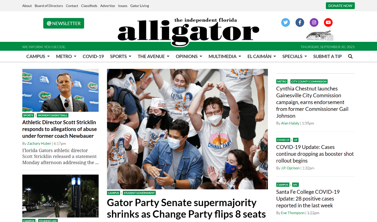 Florida Newspapers 26 The Independent Florida Alligator website