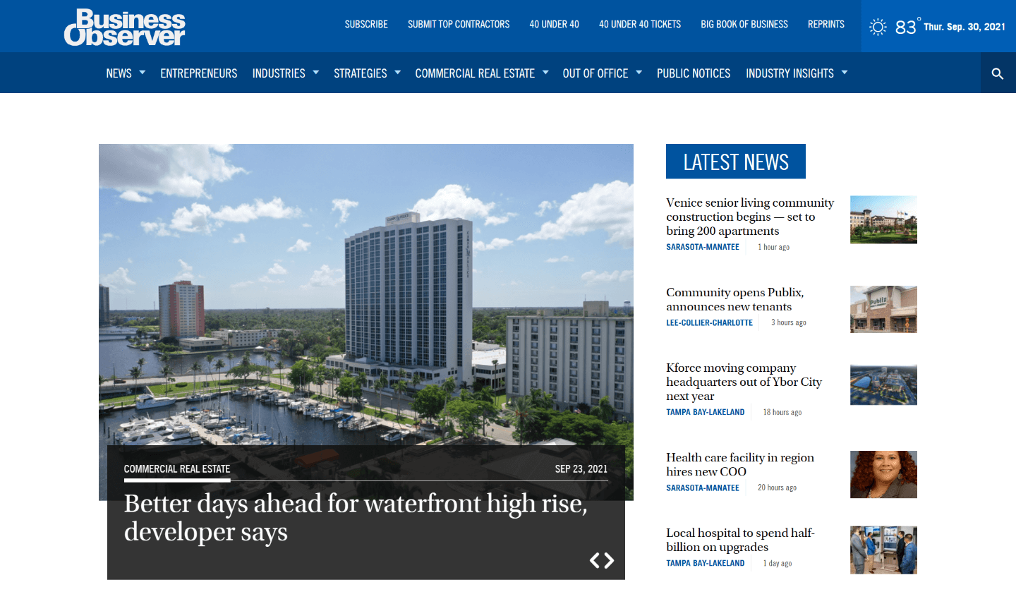 Florida Newspapers 28 Business Observer website