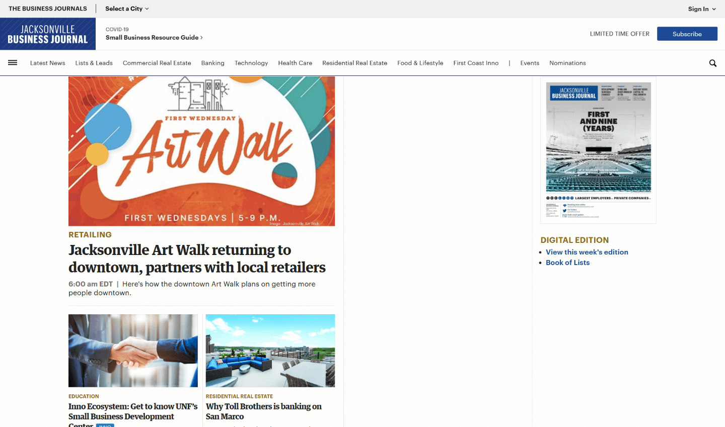 Florida Newspapers 35 Jacksonville Business Journal website