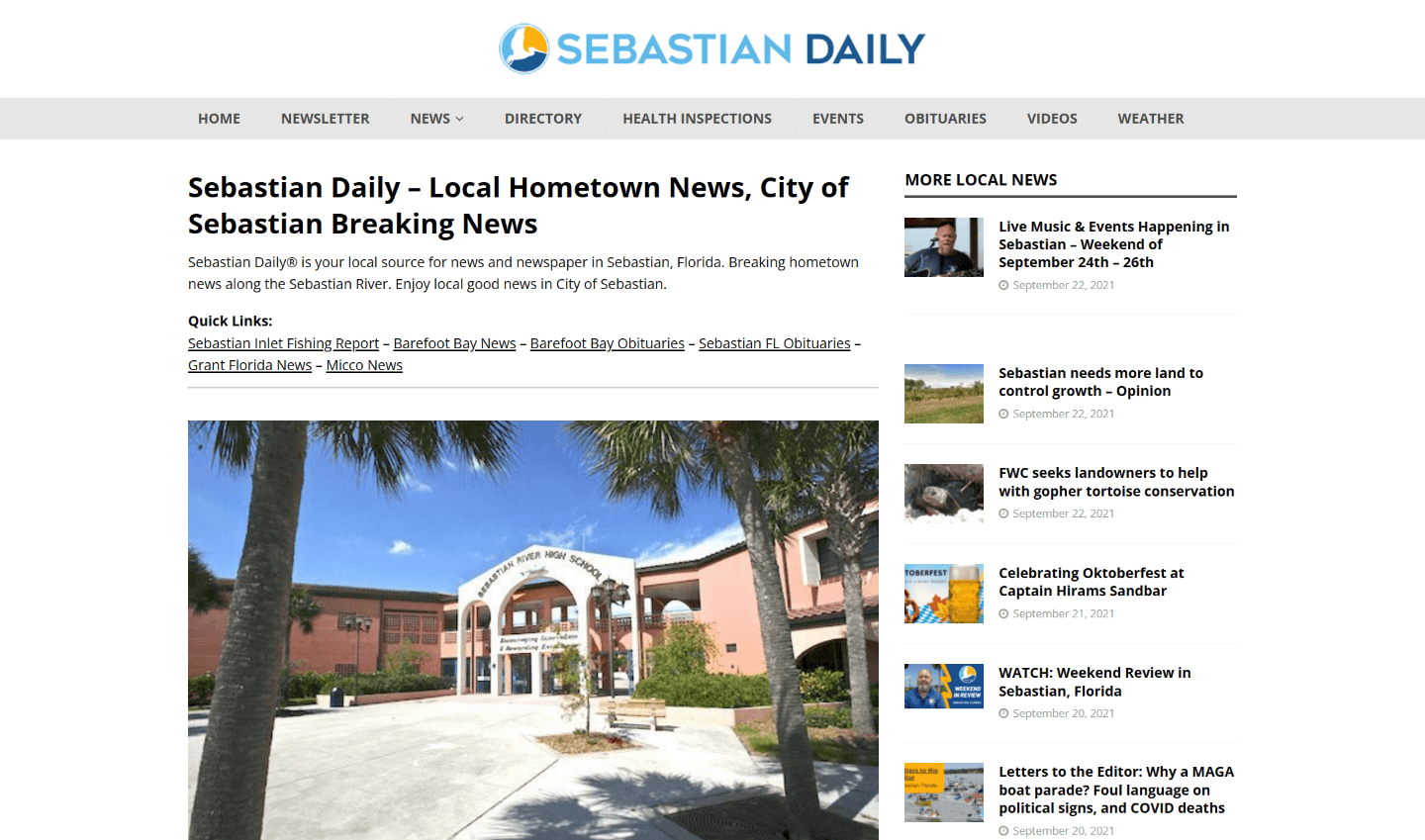 Florida Newspapers 40 The Sebastian Daily website