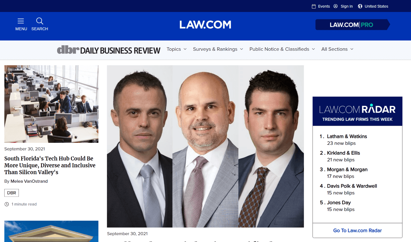 Miami Newspapers 11 Law.com website