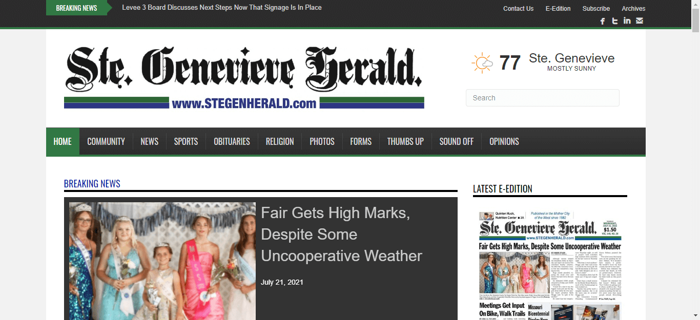 Missouri Newspapers 12 Ste. Genevieve Herald website