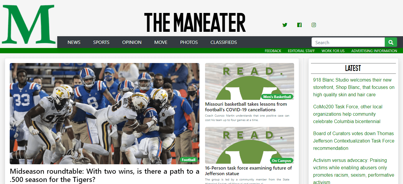 Missouri Newspapers 29 The Maneater website