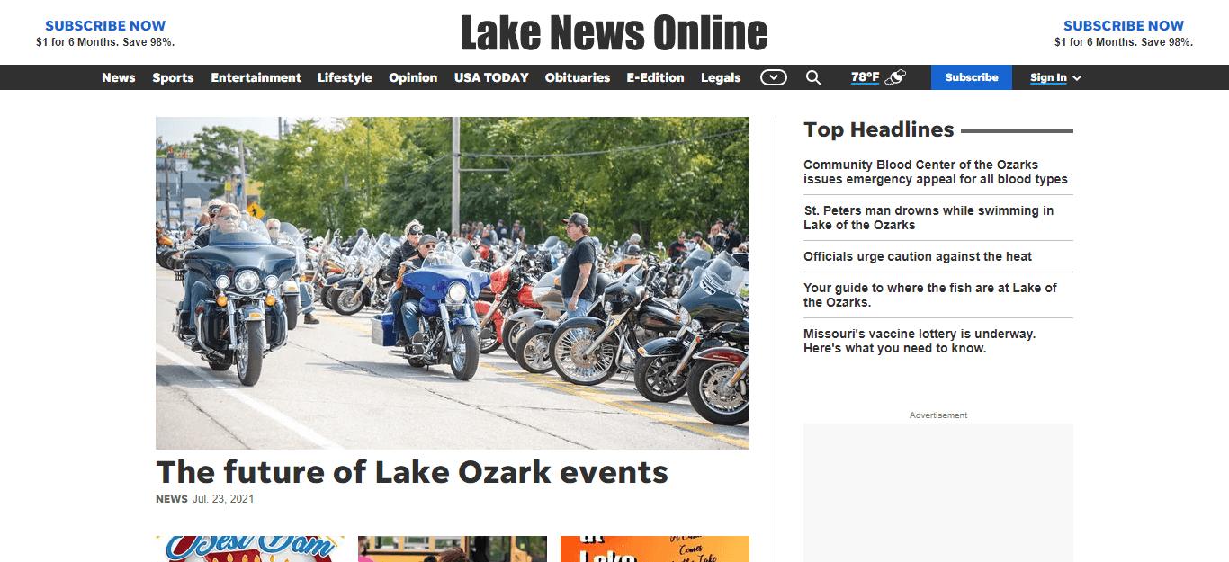 Missouri Newspapers 32 Lake Sun Leader website