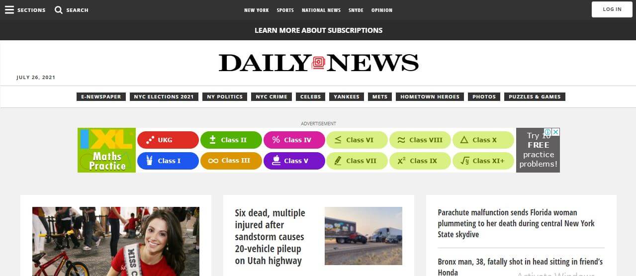 US newspapers 11 Daily News website