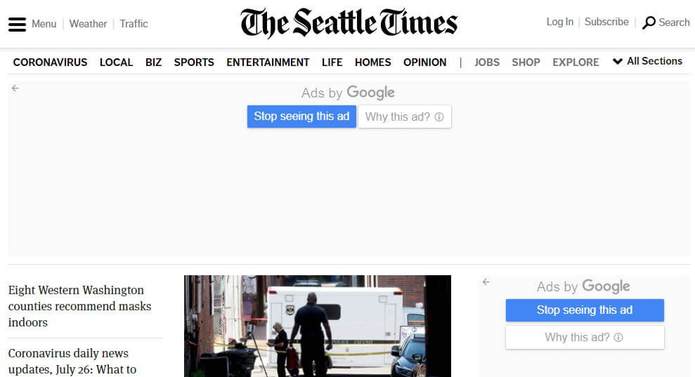 US newspapers 14 Seattle Times website