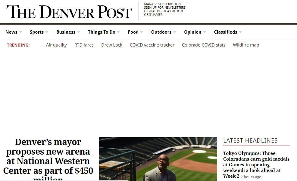 US newspapers 22 Denver Post website