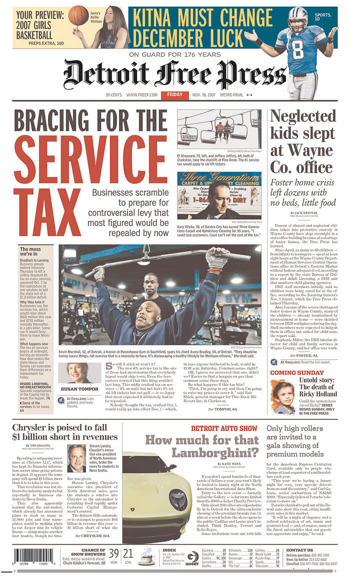 US newspapers 24 Detroit Free Press