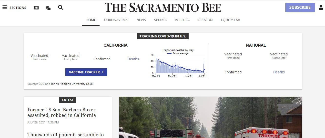 US newspapers 26 Sacramento Bee website