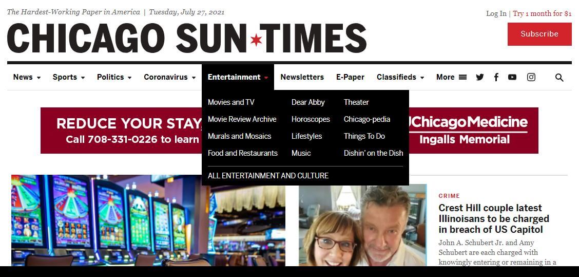 US newspapers 29 Chicago Sun Times website