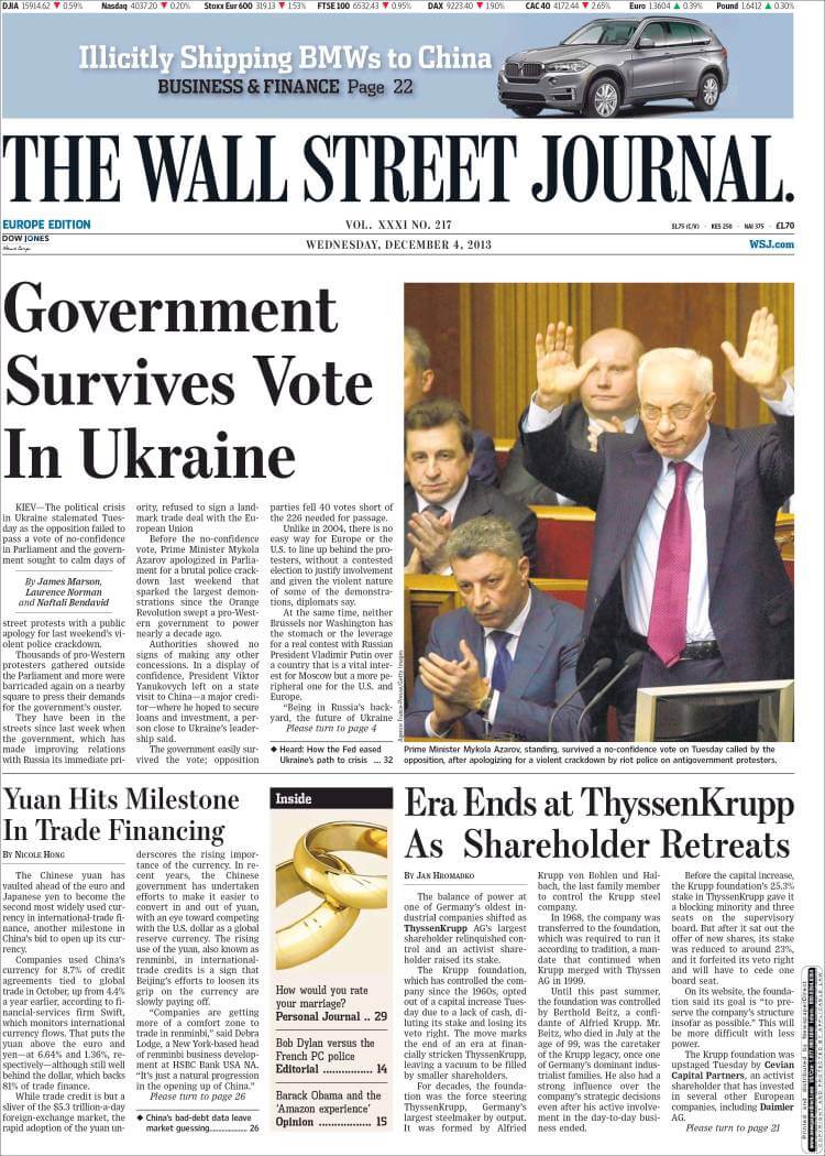 US newspapers 3 Wall Street Journal